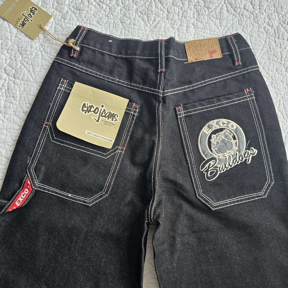 Exco Boys Vintage Y2K Embroidered Bulldog Jeans